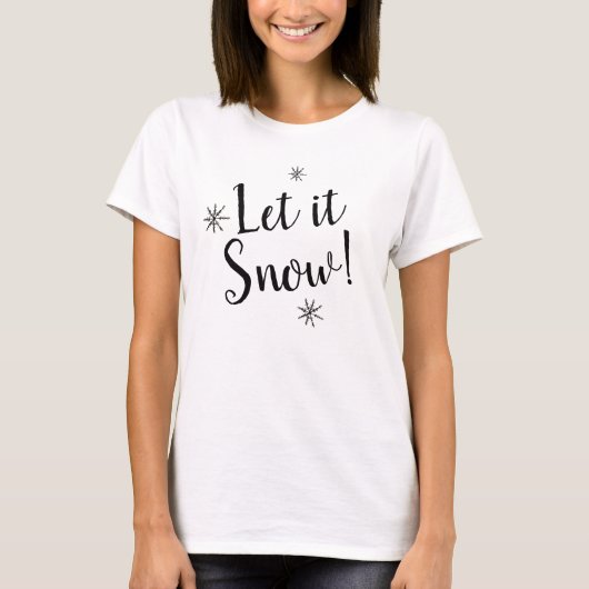 Laat het sneeuwzwart en witte sneeuwvlok t-shirt (Voorkant)