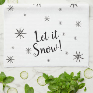 Laat het sneeuwzwart en witte sneeuwvlok theedoek