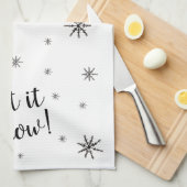 Laat het sneeuwzwart en witte sneeuwvlok theedoek (Quarter Fold)