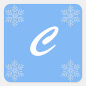 Laat het Snow Blue Monogram Sticker Seals (Voorkant)
