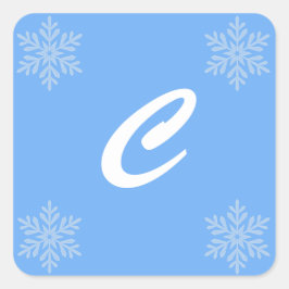 Laat het Snow Blue Monogram Sticker Seals