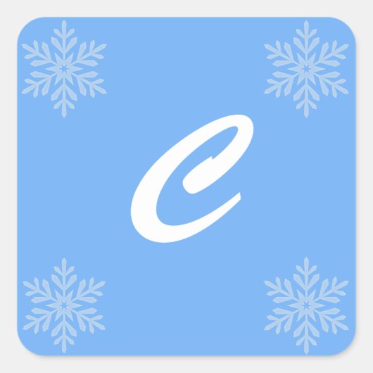Laat het Snow Blue Monogram Sticker Seals (Voorkant)