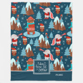 Laat het Snow Cute Animal Pattern met de naam Blue Fleece Deken (Voorkant)