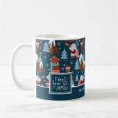 Laat het Snow Cute Animal Pattern met de naam Blue Koffiemok (Links)