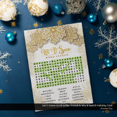 Laat het Snow-Gold Glitter Printable Word Search Feestdagenkaart