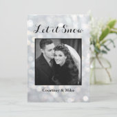 Laat het Snow Holiday-fotokaart in Silver Feestdagenkaart (Staand voorkant)