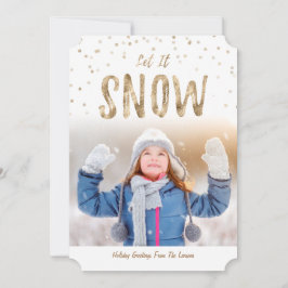 Laat het Snow Holiday Photo Flat Card|Gold Feestdagenkaart