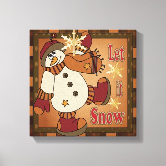 Laat het Snow Holiday Snowman | Kerstmis Canvas Afdruk (Voorkant)