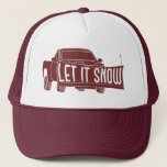 Laat het Snow Pickup Truck met Snowplow Trucker Pet<br><div class="desc">Het sneeuwploegen pet heeft een afbeelding van een bestelwagen met een sneeuwploeg aan de voorkant met het bericht "LAAT IT SNEEUW" op de ploeg. Het is perfect voor het dragen terwijl je geen rijdende rijbanen hebt.</div>