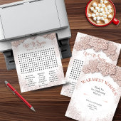 Laat het Snow-Roos Gold Printable Word Search Feestdagenkaart