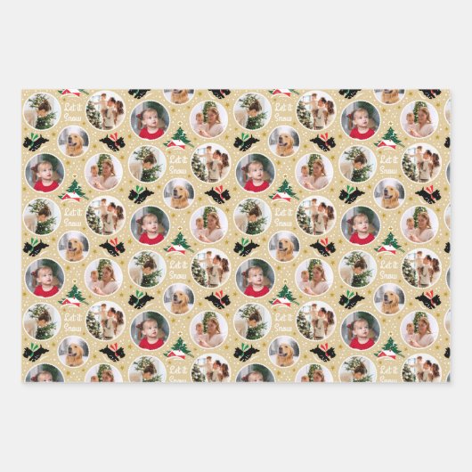 Laat het Snow Scottie Dog Fun Custom Fotoset Inpakpapier Vel (Voorkant 2)