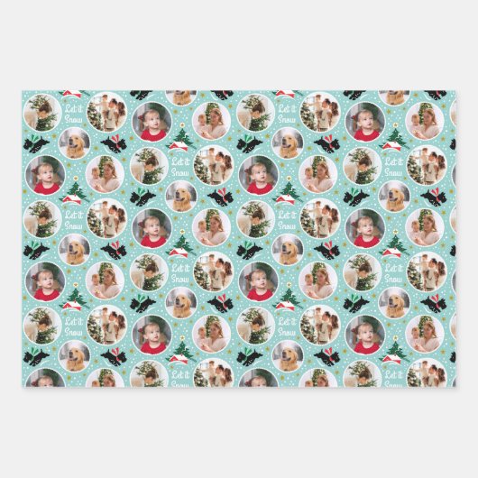 Laat het Snow Scottie Dog Fun Custom Fotoset Inpakpapier Vel (Voorkant)