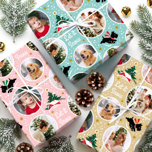 Laat het Snow Scottie Dog Fun Custom Fotoset Inpakpapier Vel