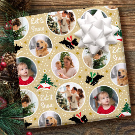 Laat het Snow Scottie Dog Fun Custom Photo Gold Cadeaupapier