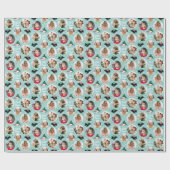 Laat het Snow Scottie Dog Fun Custom Photo Mint Cadeaupapier (Vlak)