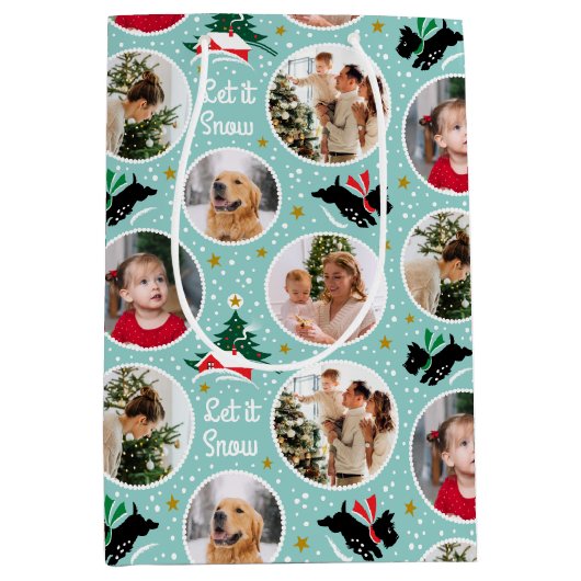 Laat het Snow Scottie Dog Fun Custom Photo Mint Medium Cadeauzakje (Voorkant)