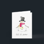 Laat het Snow Snowman Feestdagen Kaart<br><div class="desc">Waterverf Snowman met een chickadee op zijn pet. Kaart versierd met de boodschap "Laat het sneeuwen".</div>