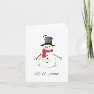 Laat het Snow Snowman Feestdagen Kaart