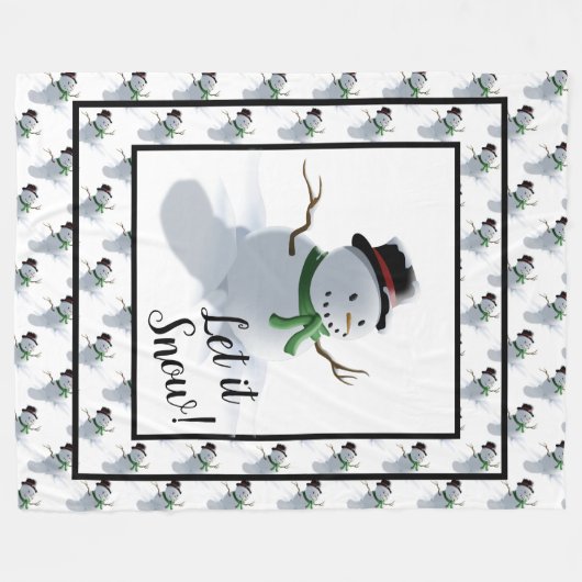 Laat het Snow Snowman Fleece Deken (Voorkant (Horizontaal))