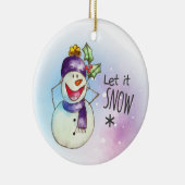Laat het Snow Snowman Keramisch Ornament (Rechts)