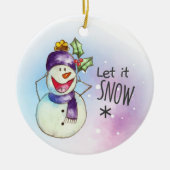 Laat het Snow Snowman Keramisch Ornament (Voorkant)