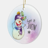 Laat het Snow Snowman Keramisch Ornament (Links)