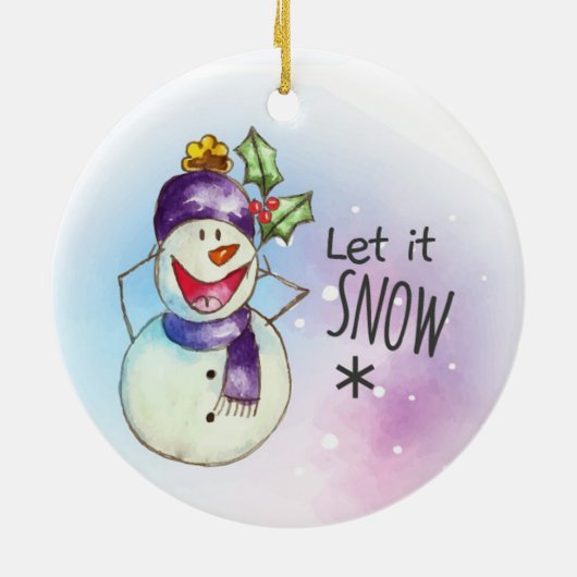 Laat het Snow Snowman Keramisch Ornament (Achterkant)