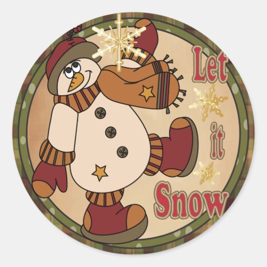 Laat het Snow Snowman Ronde Sticker (Voorkant)