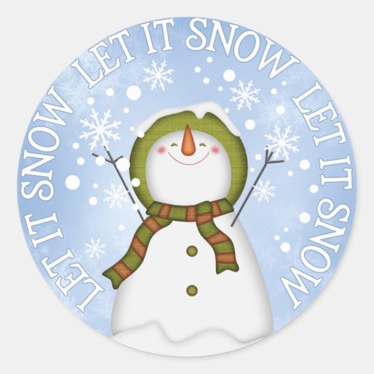Laat het Snow Snowman Ronde Sticker (Voorkant)