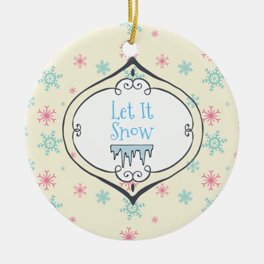 Laat het Snowflakes van kerst met sneeuw sneeuwen Keramisch Ornament (Voorkant)