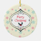 Laat het Snowflakes van kerst met sneeuw sneeuwen Keramisch Ornament (Achterkant)