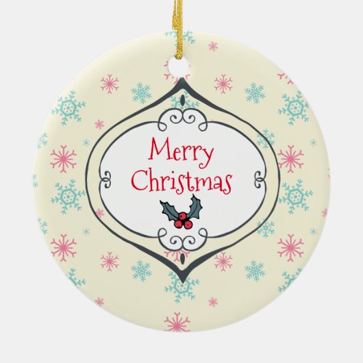 Laat het Snowflakes van kerst met sneeuw sneeuwen Keramisch Ornament (Achterkant)