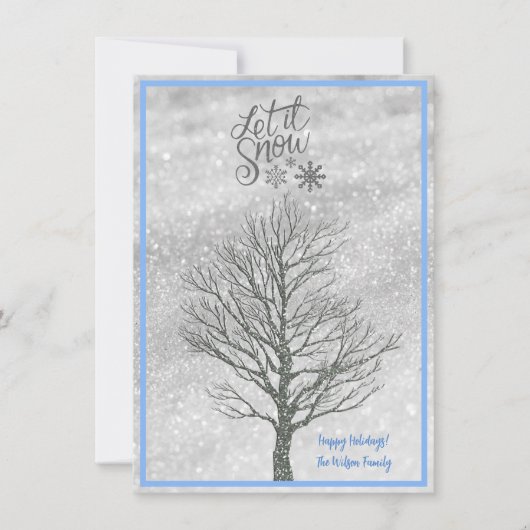Laat het Snowflakes Zilveren de Kaart van de Vakan (Voorkant)