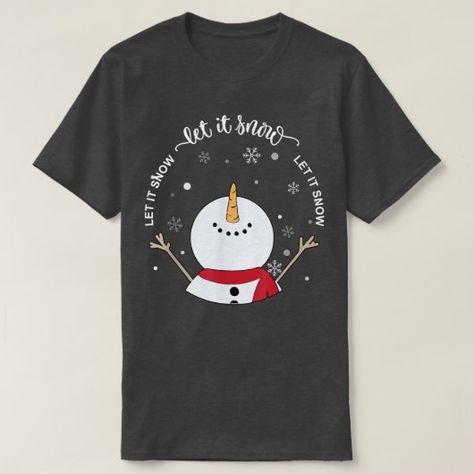 Laat het Snowman Merry kerstvibe sneeuwen T-shirt (Design voorkant)
