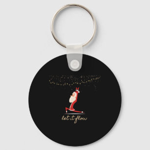 Laat het stromen Yoga Santa Asana Gouden Confetti  Sleutelhanger