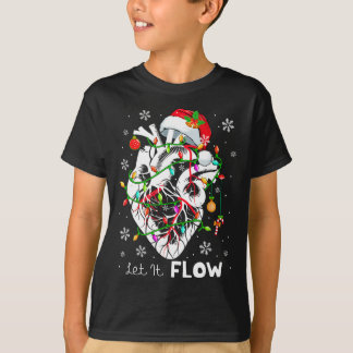 Laat het stromende Kerst Anatomie Kerstman Hart De T-shirt