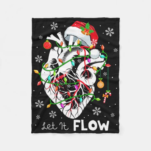 Laat het stromende Xmas Anatomie Kerstman Hart Dee Fleece Deken (Voorkant)