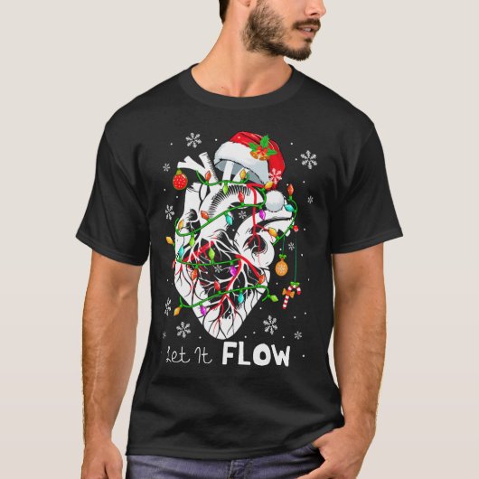 Laat het stromende Xmas Anatomie Kerstman Hart Dee T-shirt (Voorkant)