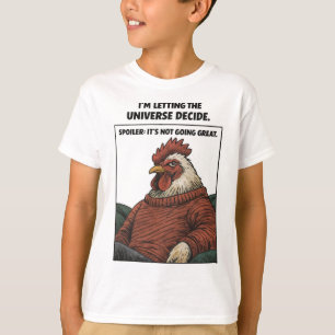 Laat het universum beslissen Kip Sarcastische humo T-shirt