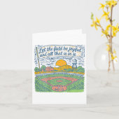 Laat het veld vrolijk zijn grappig honkbal spel da kaart (Gele Bloem)