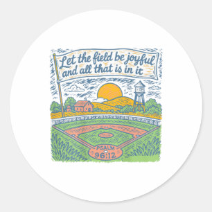 Laat het veld vrolijk zijn grappig honkbal spel da ronde sticker