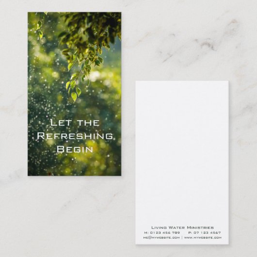 Laat het Verfrissen Begin Visitekaartje (Voorkant / Achterkant)