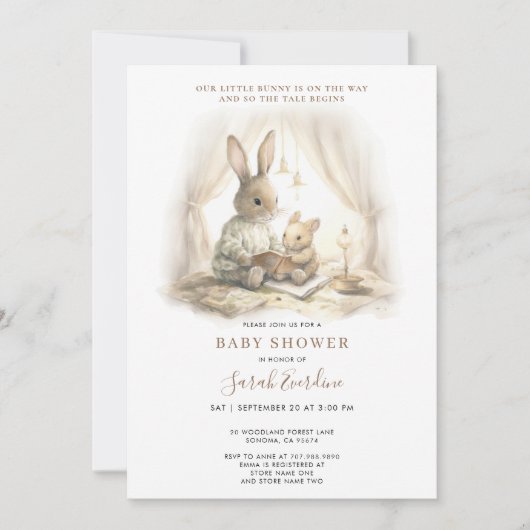 Laat het verhaal beginnen Bunny Baby shower Kaart (Voorkant)