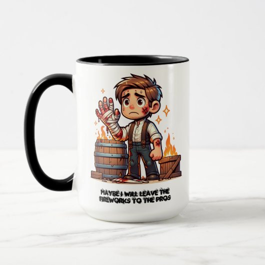 Laat het vuurwerk aan de profs over! mok (Links)