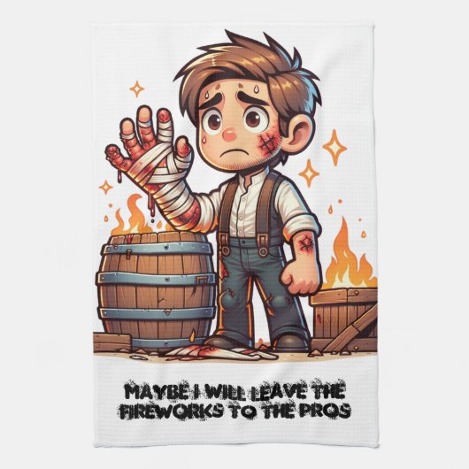 Laat het vuurwerk aan de profs over! theedoek (Verticaal)