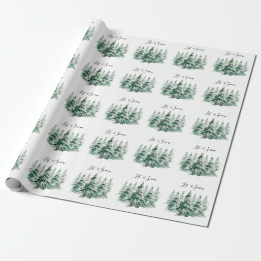 Laat het Waterverf kerstbomen sneeuwen Cadeaupapier (Uitgerold)