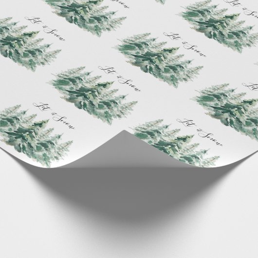 Laat het Waterverf kerstbomen sneeuwen Cadeaupapier (Hoek)