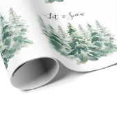 Laat het Waterverf kerstbomen sneeuwen Cadeaupapier (Rol Hoek)
