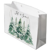 Laat het Waterverf kerstbomen sneeuwen Groot Cadeauzakje (Achterkant Gekanteld)