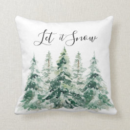 Laat het Waterverf kerstbomen sneeuwen Kussen